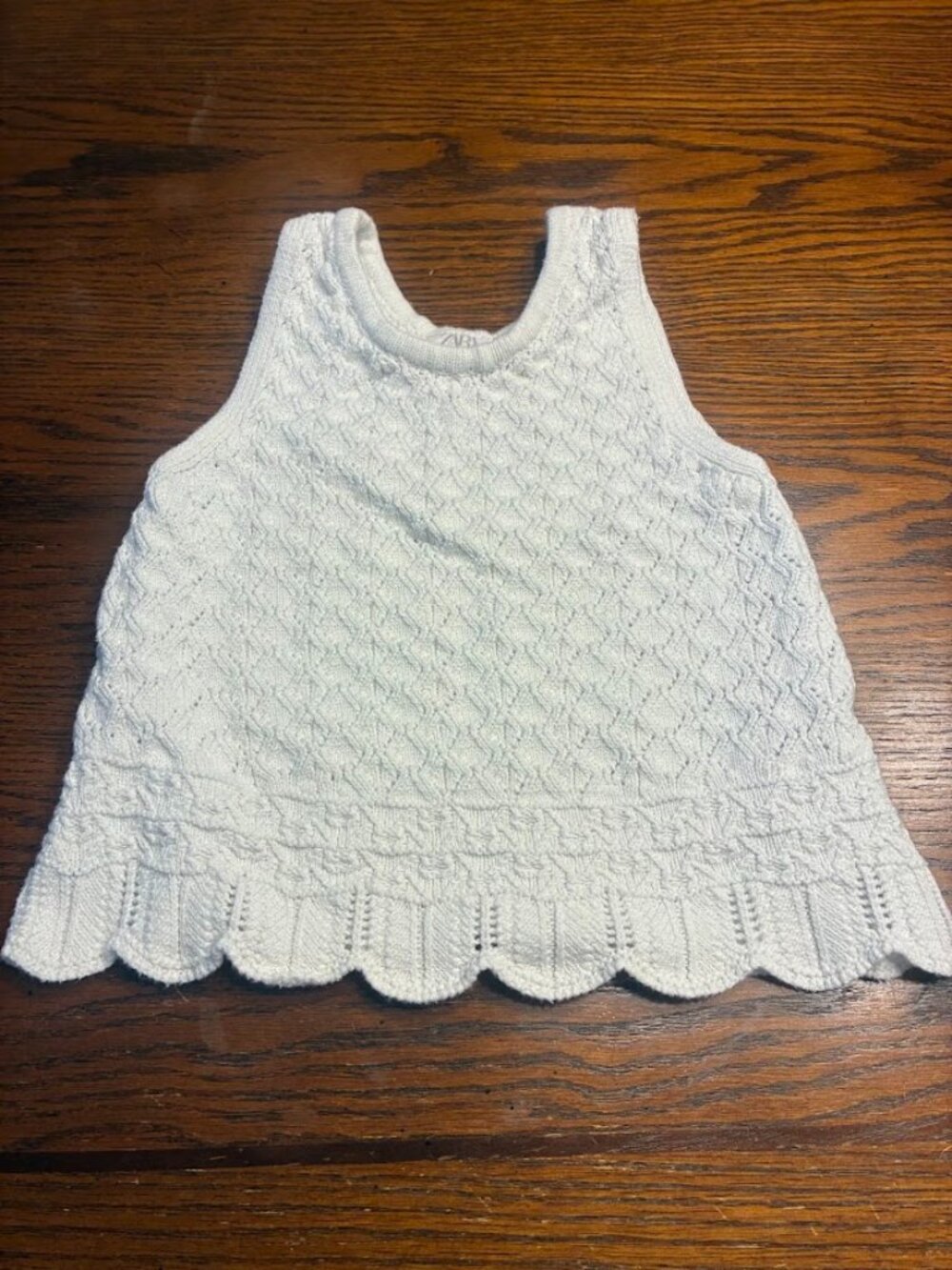 Zara - Size 5-6 - White Crochet Sleeveless top